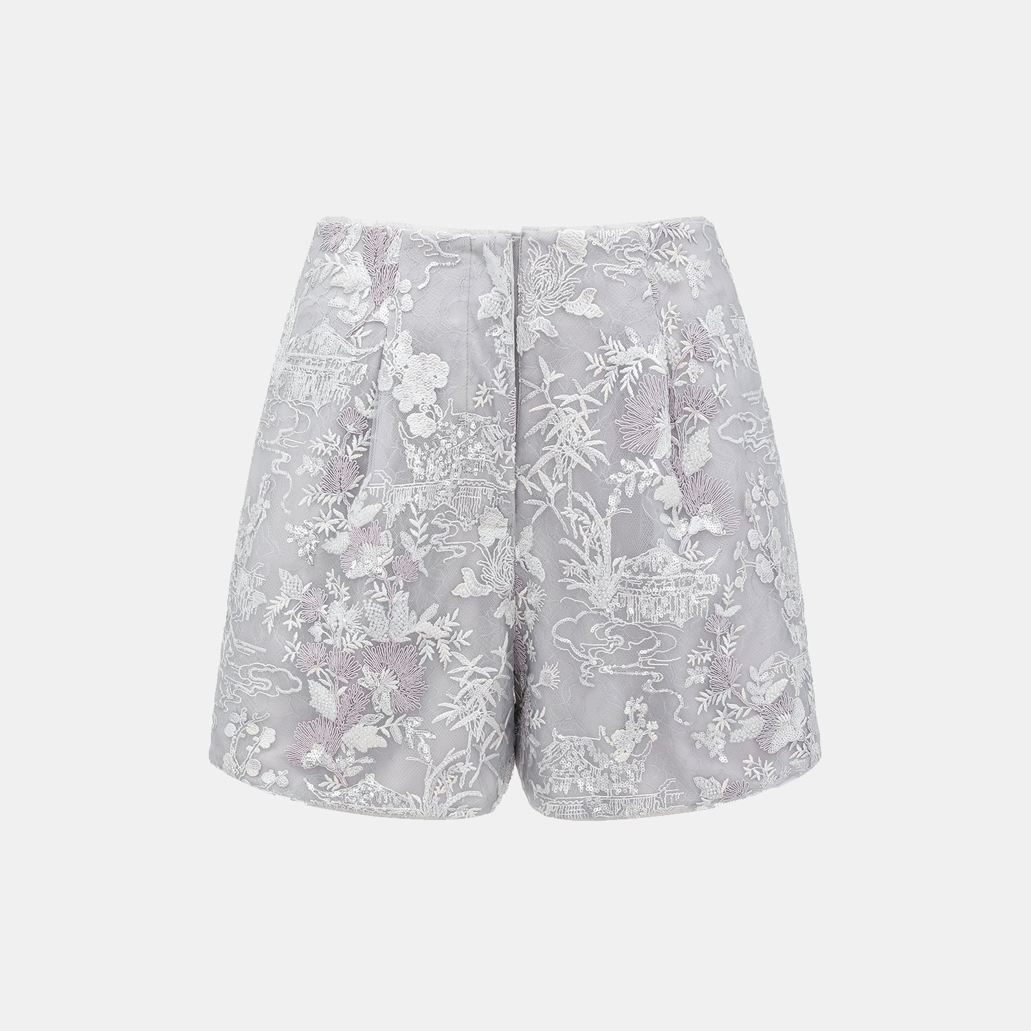 "Imperial Garden Teatime"點景白描奢華珠繡輕國風蕾絲短褲—Woven Breeze聽風絮