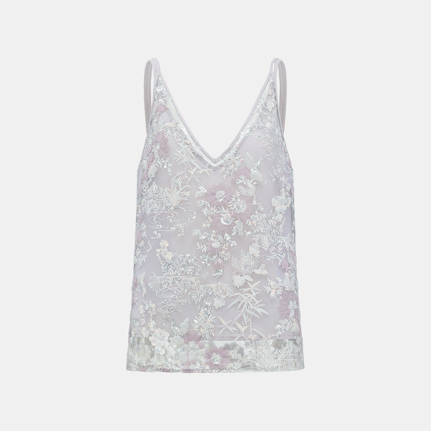 "Imperial Garden Teatime"點景白描奢華珠繡輕國風蕾絲背心—Woven Breeze聽風絮