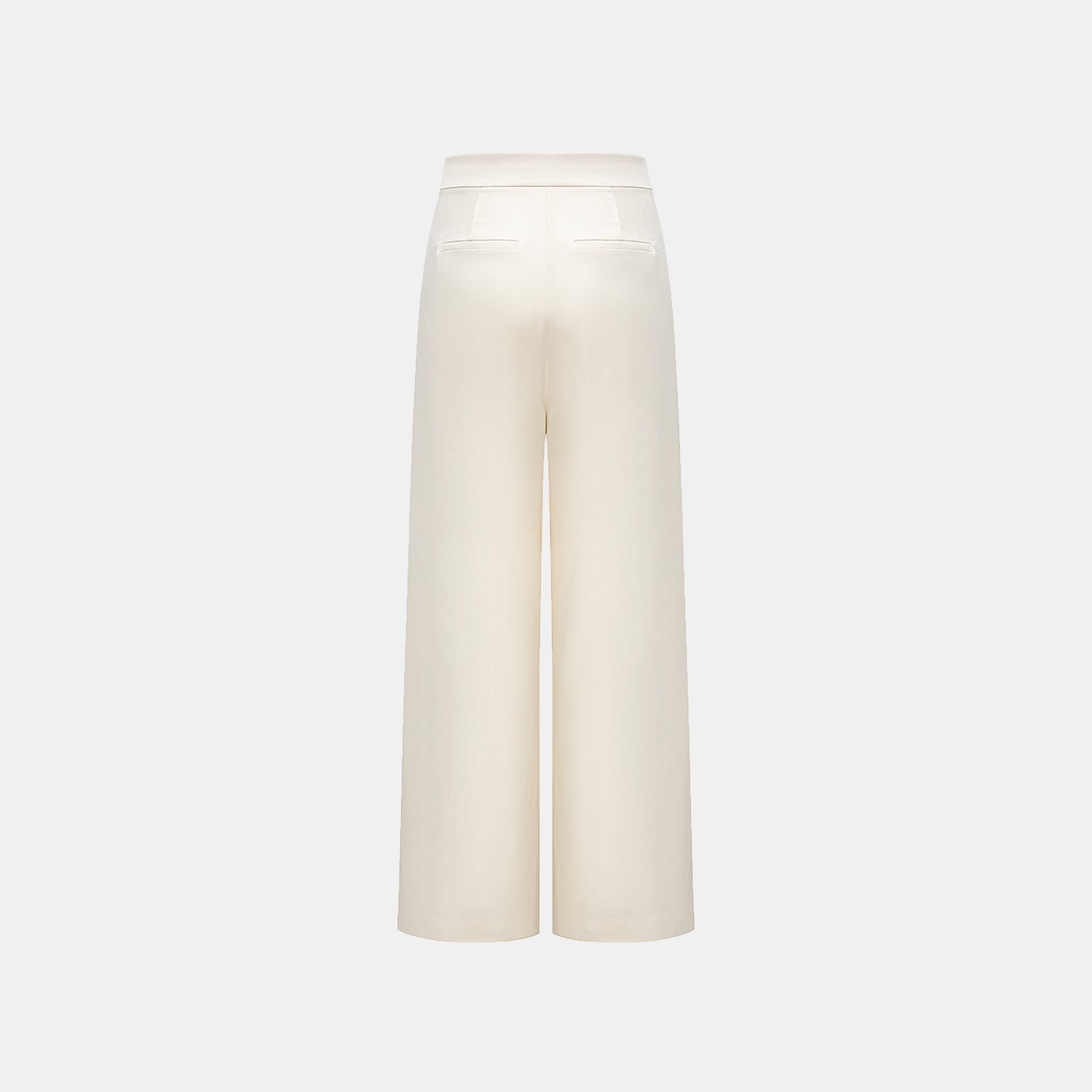 “Autumn Diary ” 珍珠醋酸緞特殊剪裁闊腿長褲 — 米色