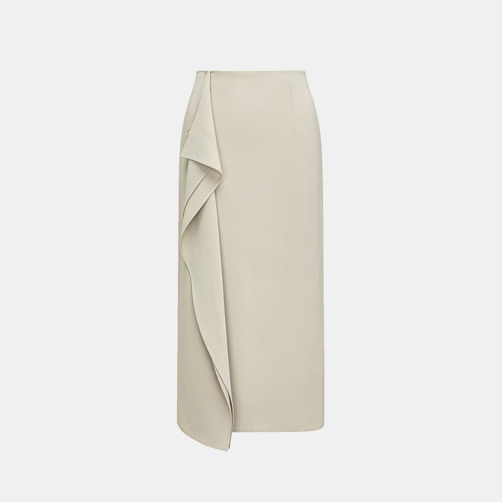 'Daytime Elegance' Textured Acetate Special Cut Pencil Skirt - Off-White 