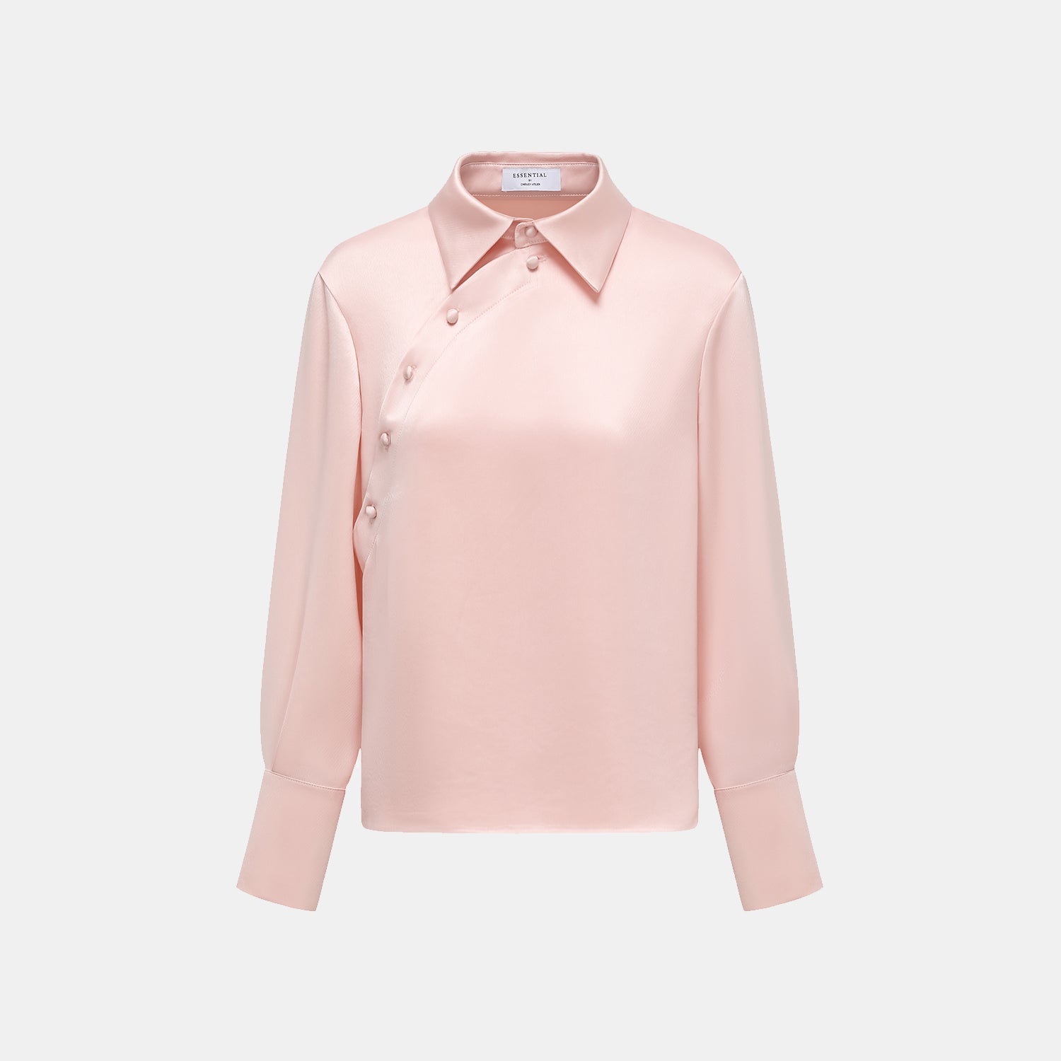 “春意” 晶鱗肌理醋酸輕中式襯衫—櫻花粉