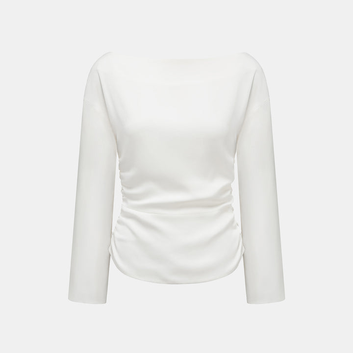 "Mayfair Datenight." Crystal scale acetate Hepburn collar top - white 