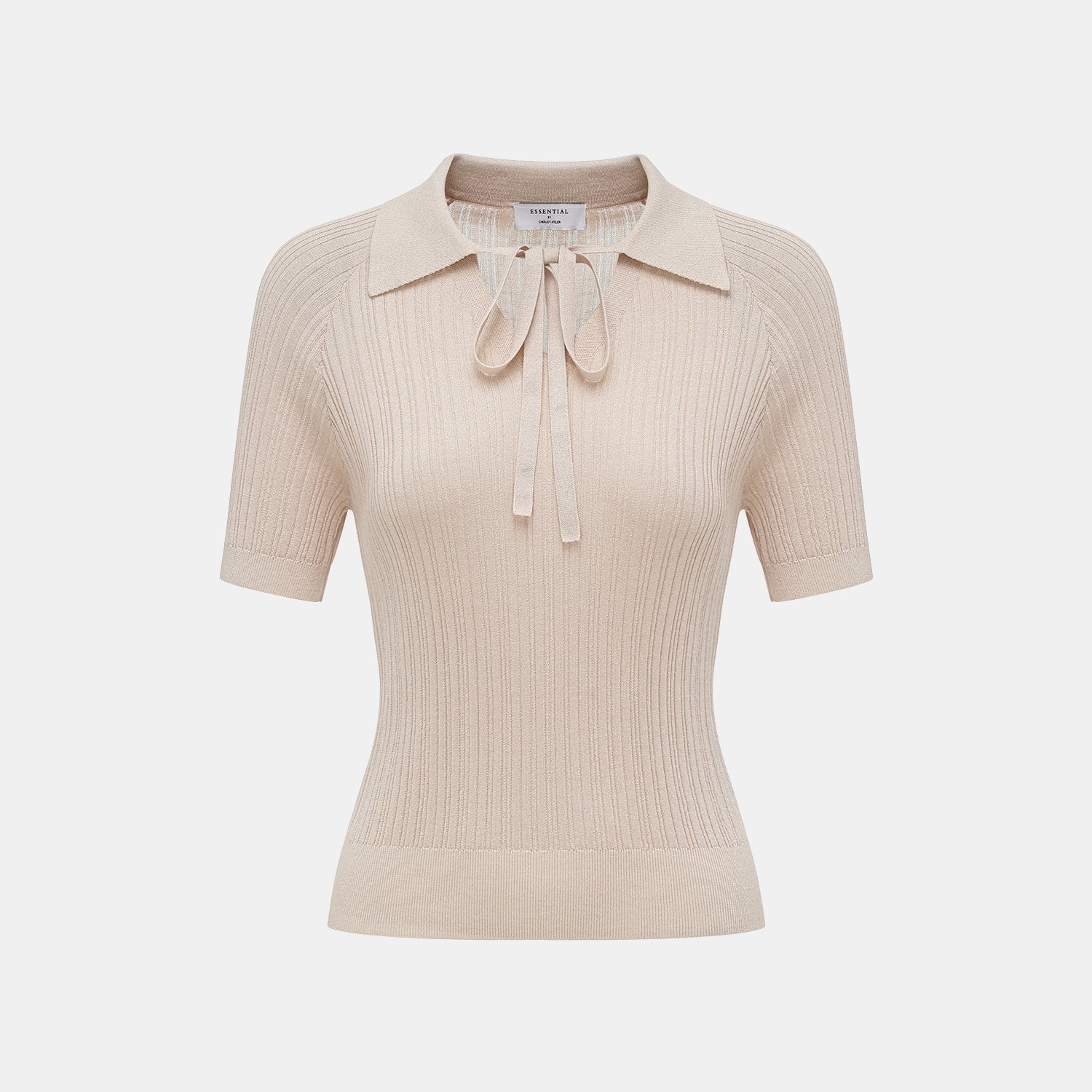 “By Inch."蠶絲針織綁帶上衣—Honey Pearl 蜜珠光