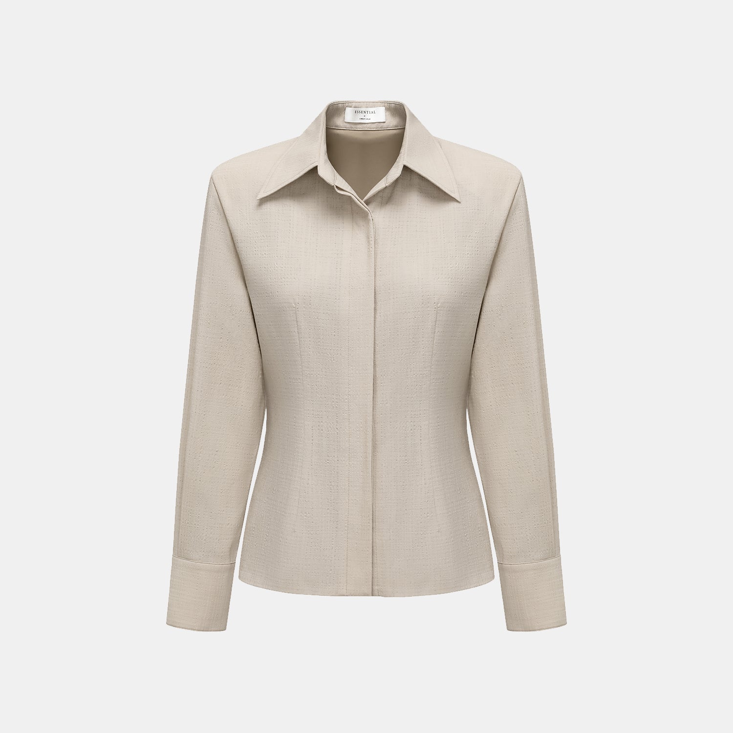 “Easy go Chic” 華夫格墊肩襯衫/短褲套裝—大象灰