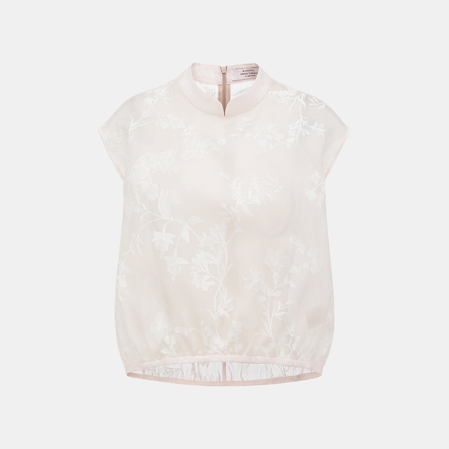 春意” 義大利高級訂製繪印工藝真絲歐根紗輕國風上衣— 霜曦花影