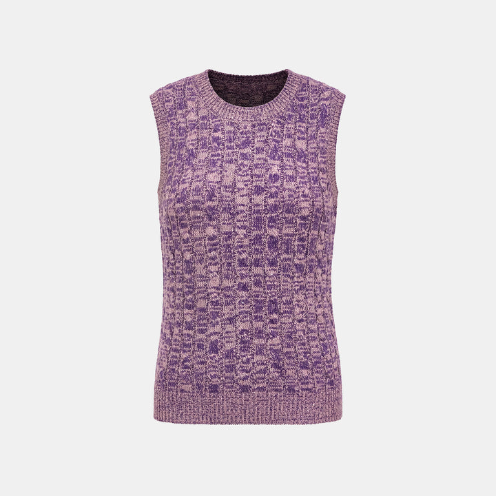 “Winter diary.” 100% Cashmere 亮片麻花編織針織背心—Charm