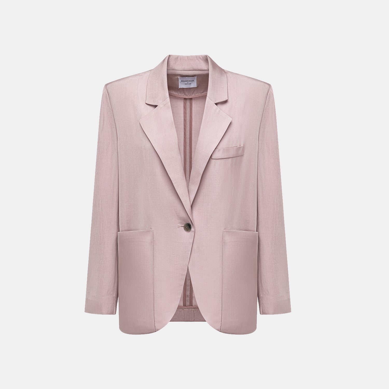 "Speak Sleek" 奢華輕薄麻感肌理醋酸Oversized西裝外套—Pink