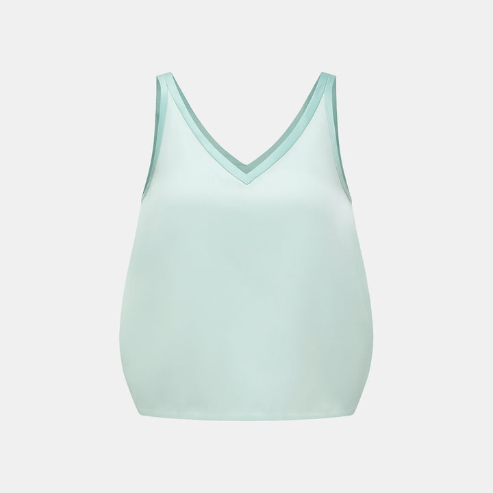 "Weekend at Monaco." 重磅緞面拼接工藝背心 — Mint