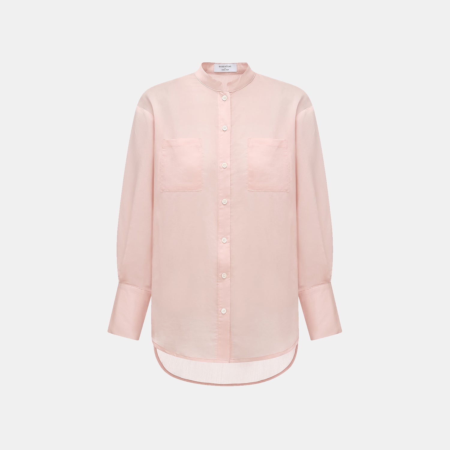 “知性時刻” 天絲緞面雪紡Oversized襯衫—薔薇粉
