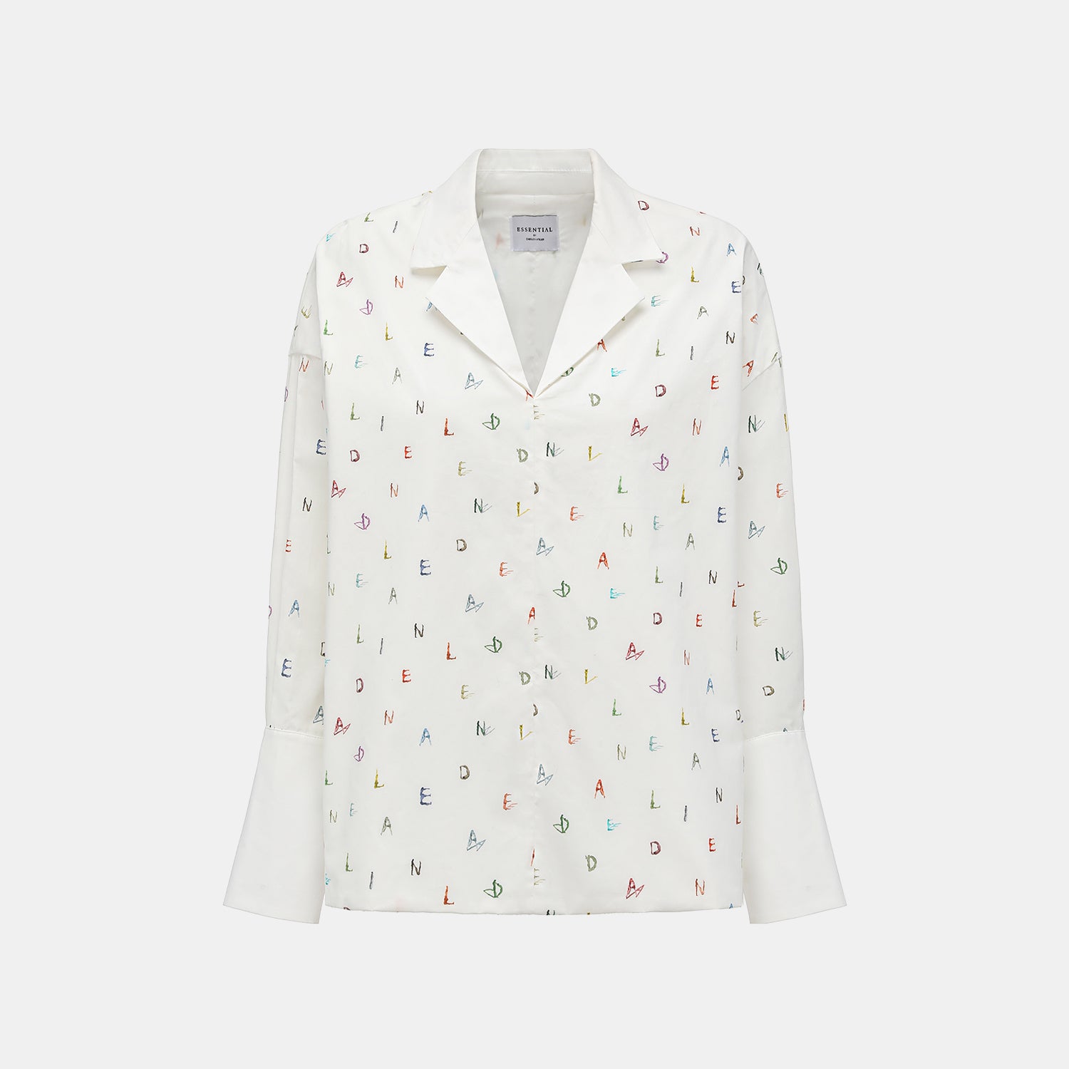 “知性時刻”義大利純棉Monogram繪印工藝Oversized襯衫—Ink Whisper漫綴字語