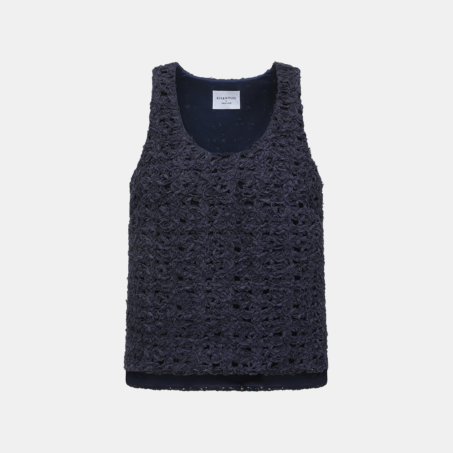 “Sloane Ave."繞畫織藝鏤花蕾絲背心—Indigo Ballad布爾藍調