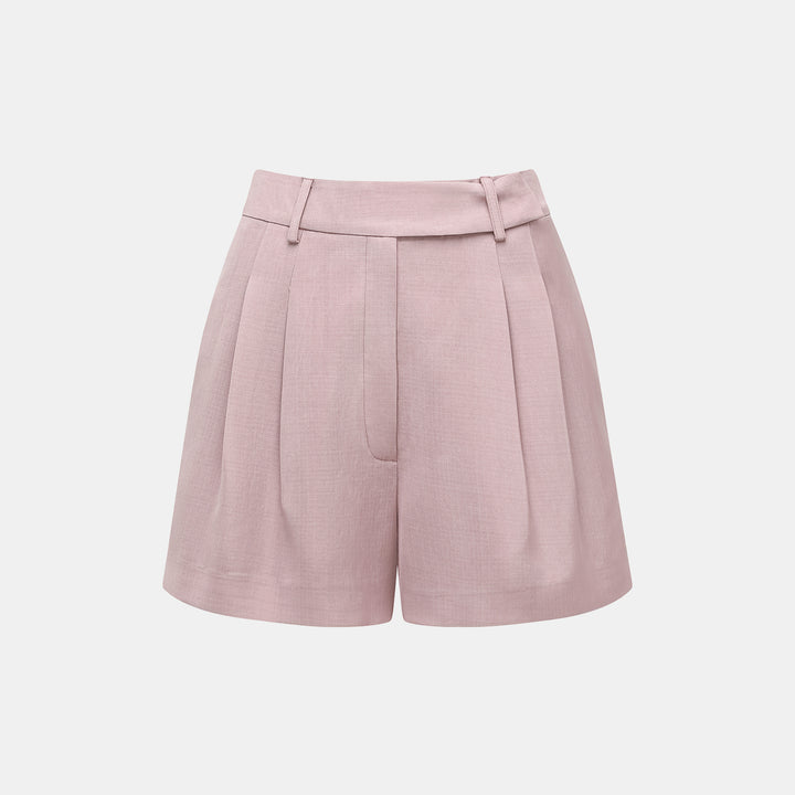 "Speak Sleek" 奢華輕薄麻感肌理醋酸短褲—Pink
