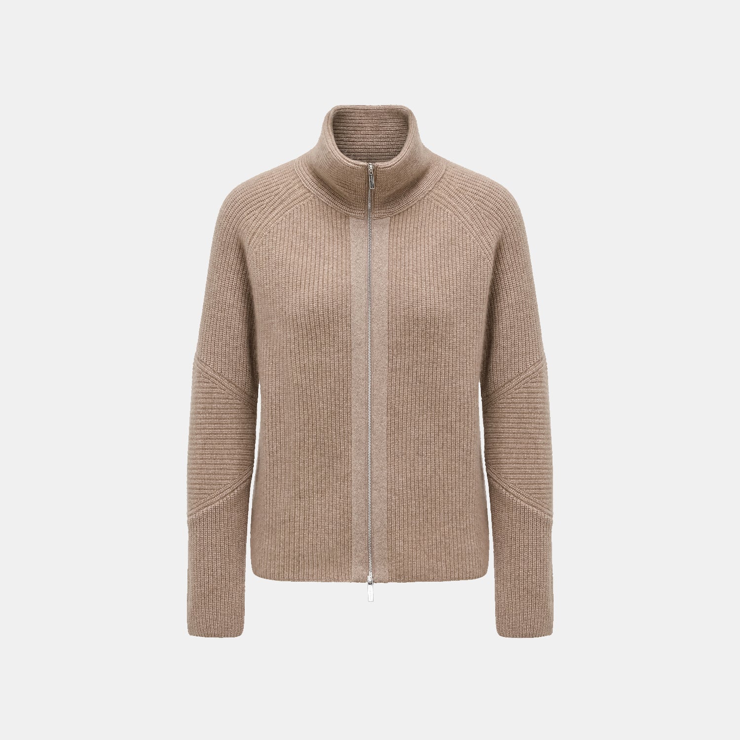 “Winter Diary” 100% Cashmere 高領拼接造型外套—Earl Grey