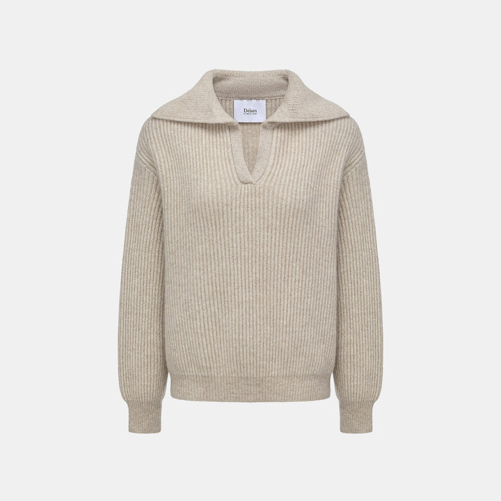 "Winter Diary" 100% Cashmere 粗針大翻領上衣（Yarn by Loro Piana)—Oat Mist雲絮燕麥