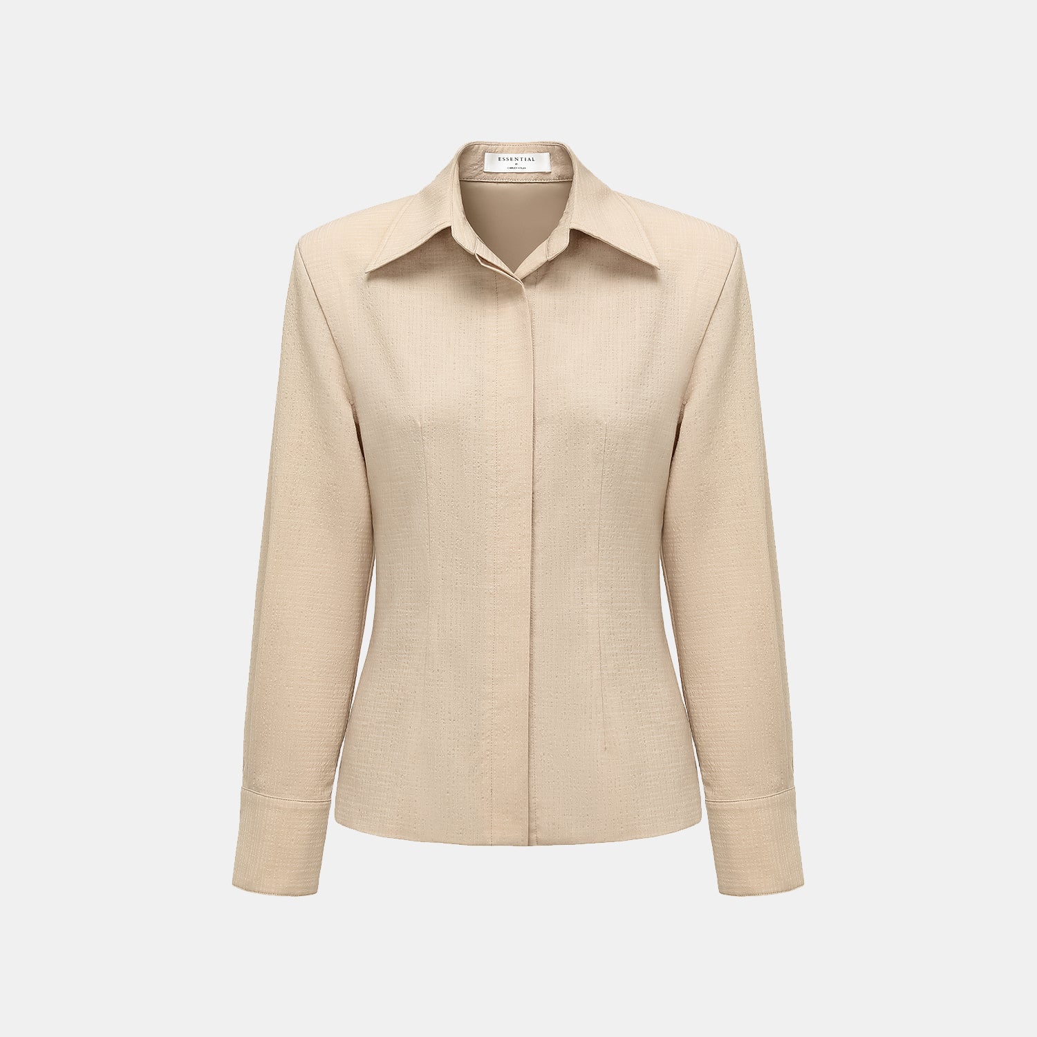 “Easy go Chic” 華夫格墊肩襯衫/短褲套裝—駝