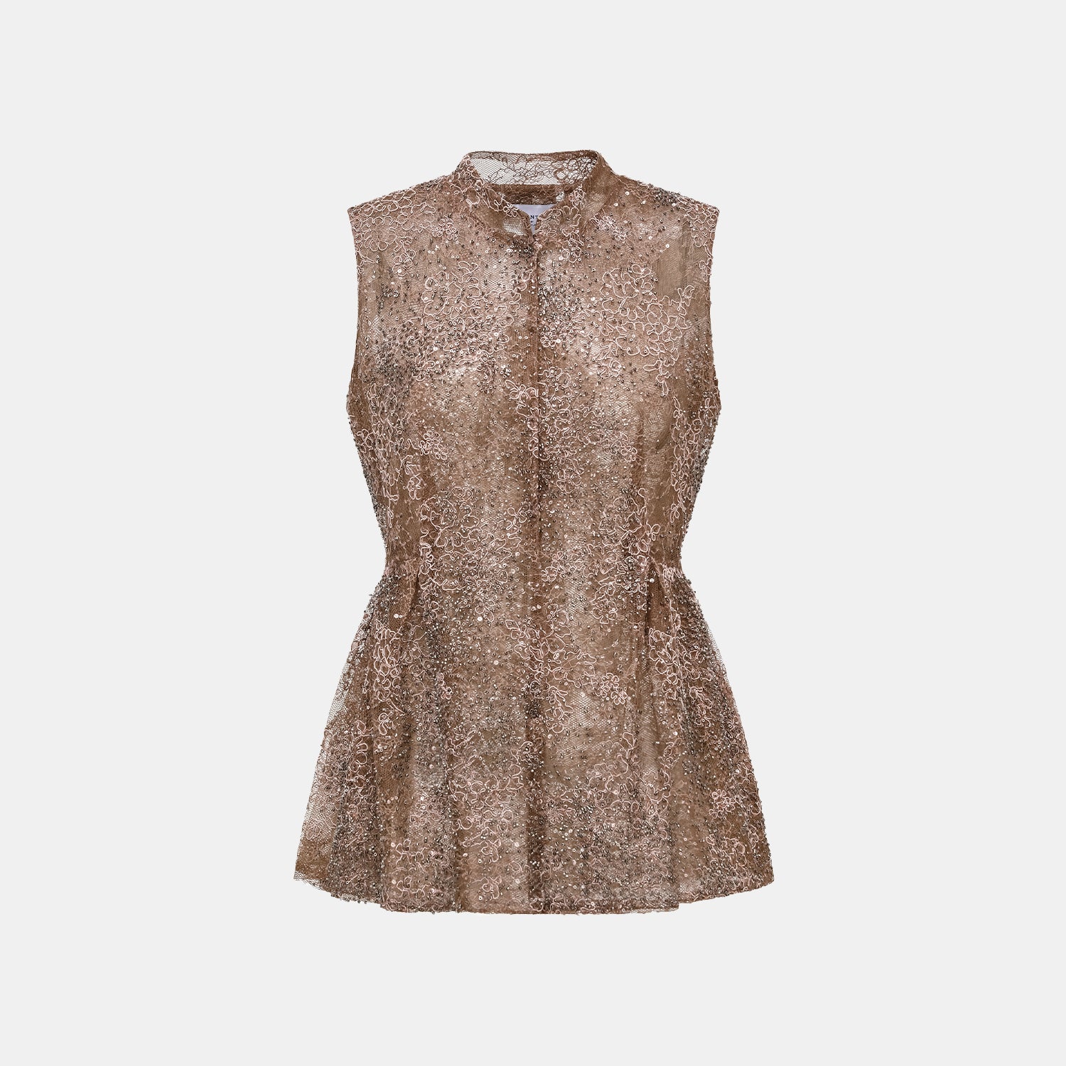 "Imperial Gala" 奢華珠繡輕中式立體剪裁上衣—Rosewood Gleam