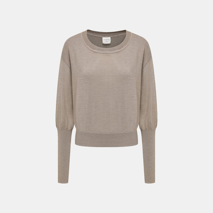 “Winter Diary” Silk Cashmere 針織蝙蝠袖針織上衣—咖