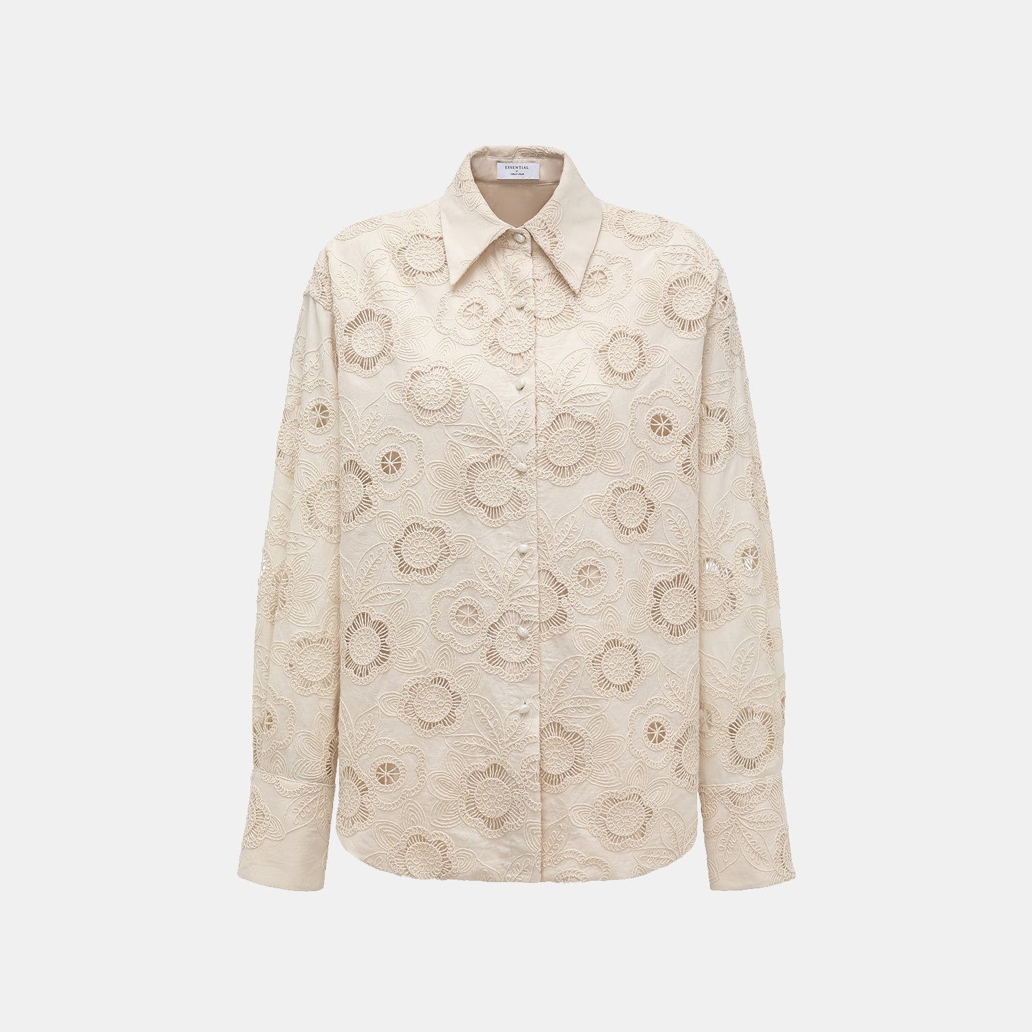 “慵懶俏麗” 義大利蕾絲Oversized襯衫