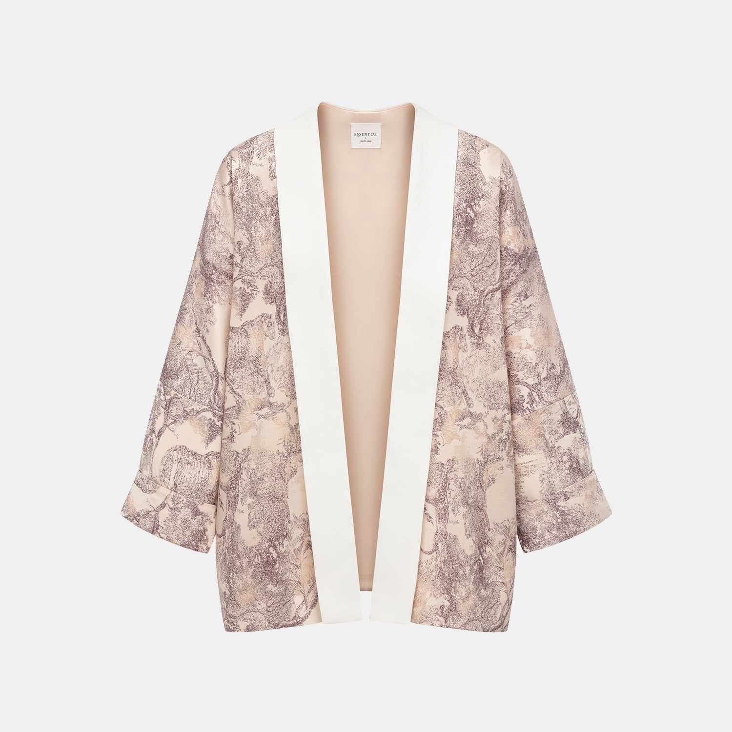 "Imperial Garden Teatime" Filigree Silk Wool Shawl - Purple 