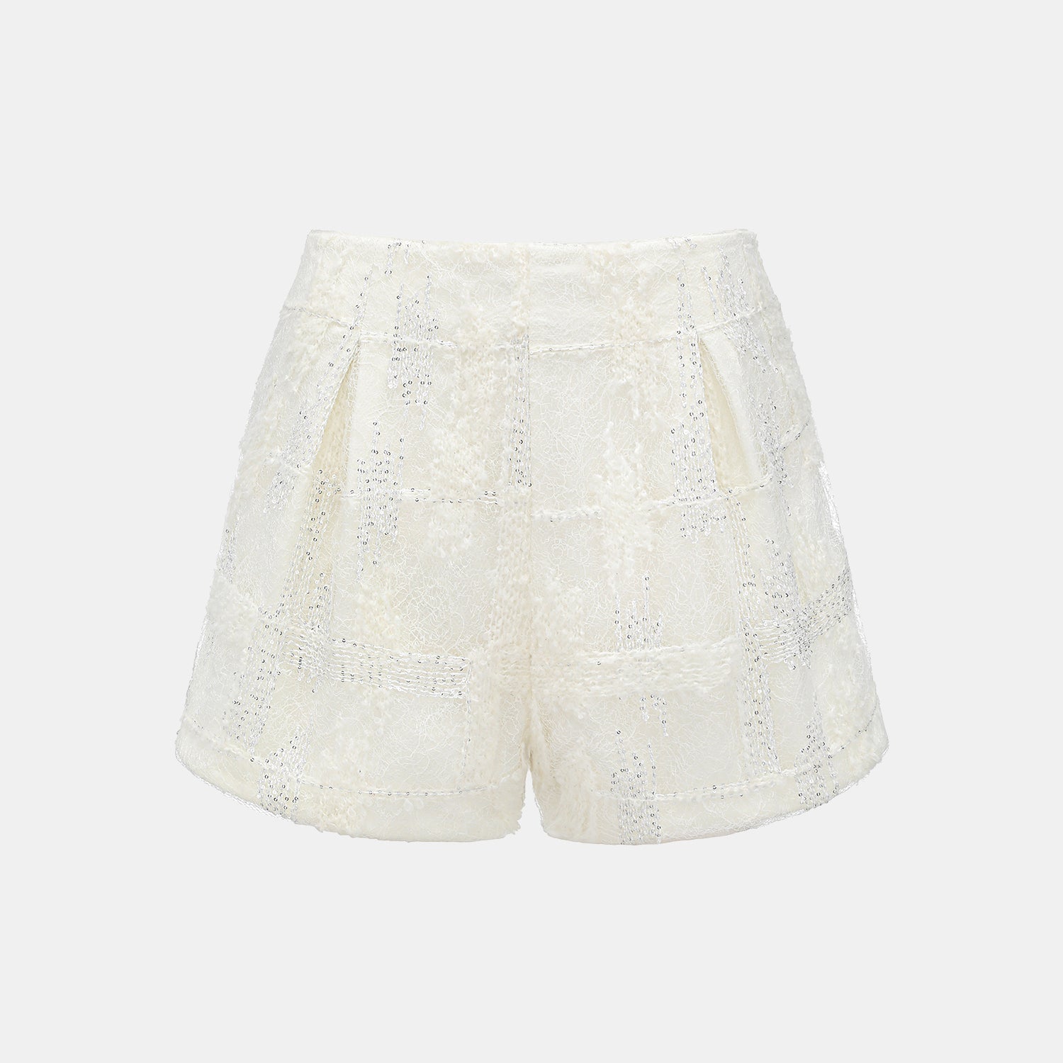 “Quiet Mastery.”義大利頂級細圈絨亮片織藝蕾絲短褲—Starfall Gleam月亮詩心