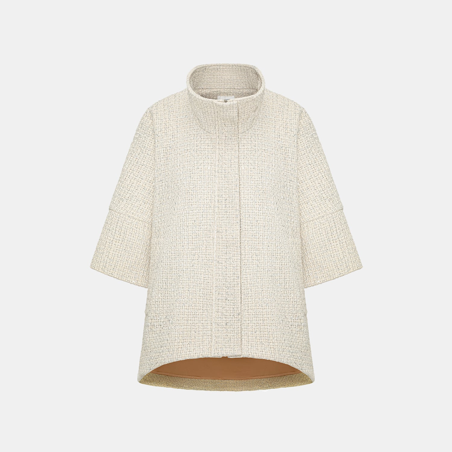 "Tokyo Hours" Tweed Cape Coat with Large Lapel - Woven White 