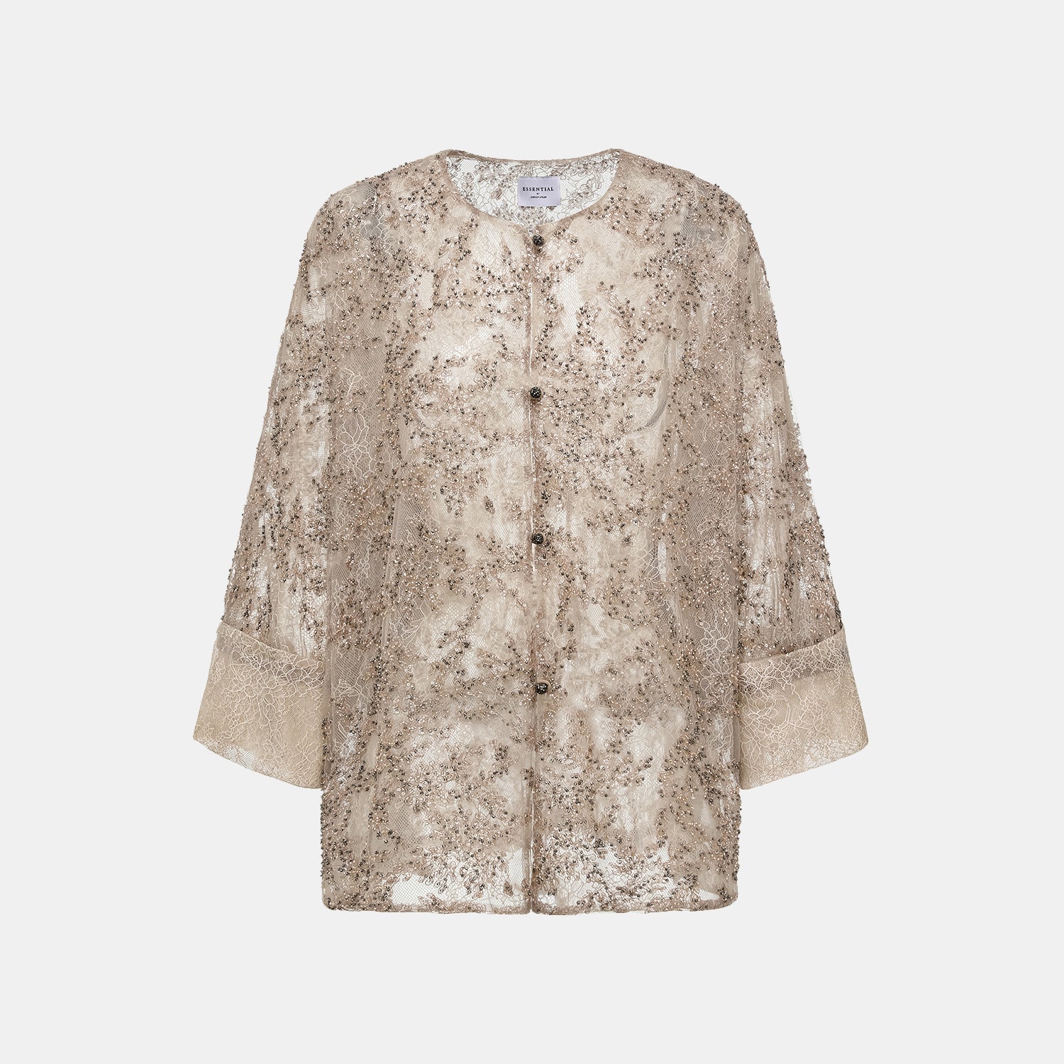 “茶宴” 奢華珠綉蕾絲輕國風披肩外套—Gold