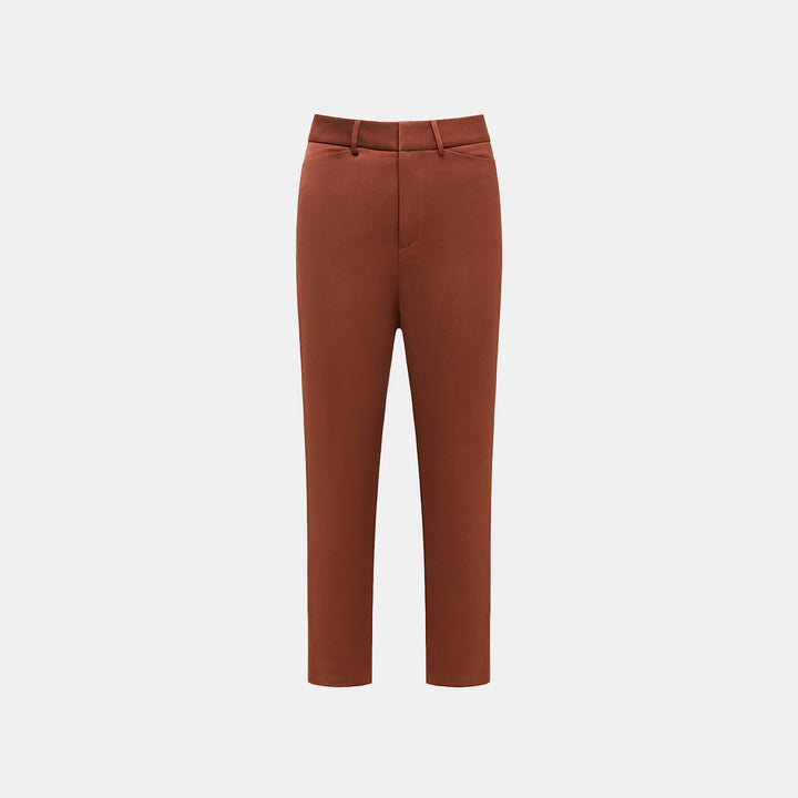 "Easy-go Chic" Heavy Acetate Cropped Pants - Honey Brown 