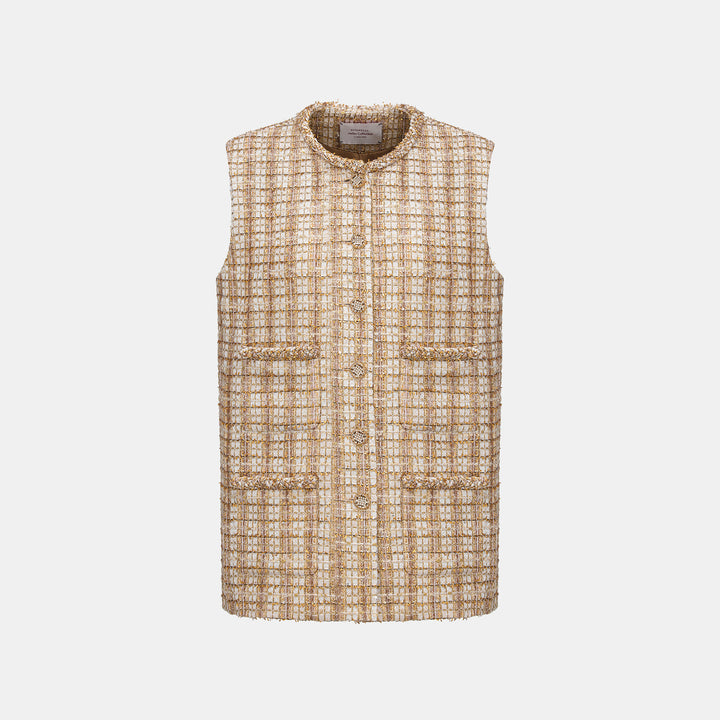 "Sloane Ave." 法國頂級縷金工藝蕾絲花呢馬甲背心—Versailles Chanson凡爾賽香頌