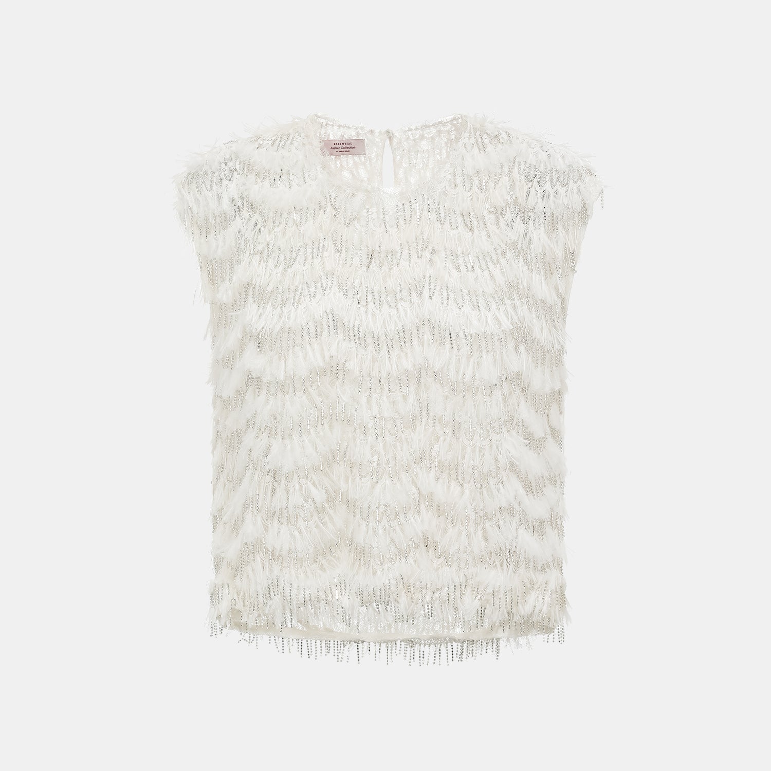 “Quiet Mastery.” 法國高級訂製等級奢華手工羽鑽流蘇蕾絲背心— Mangata月光之路