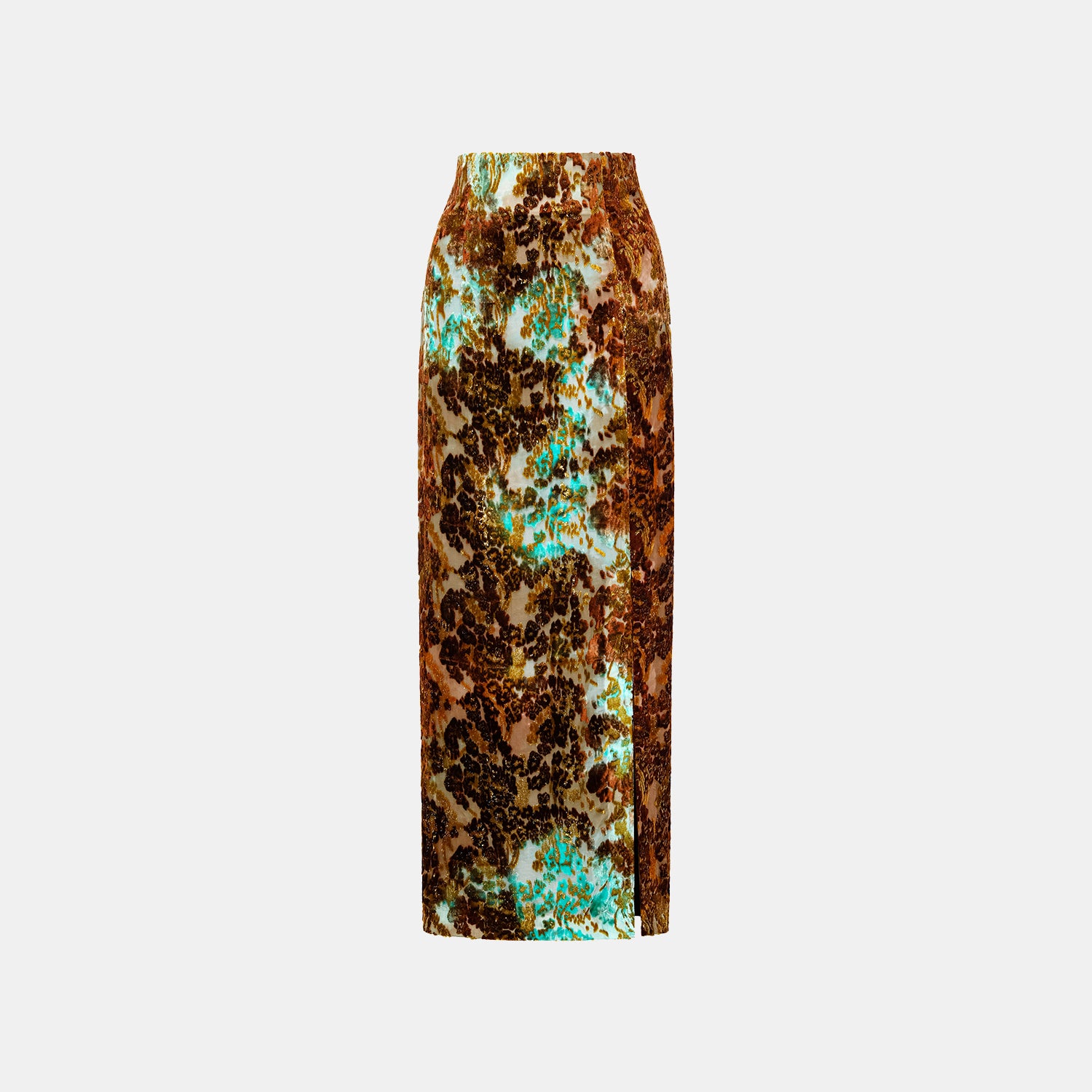 "Imperial Garden Teatime" Silk Velvet Chinese Style Pencil Skirt - Cuiyan 