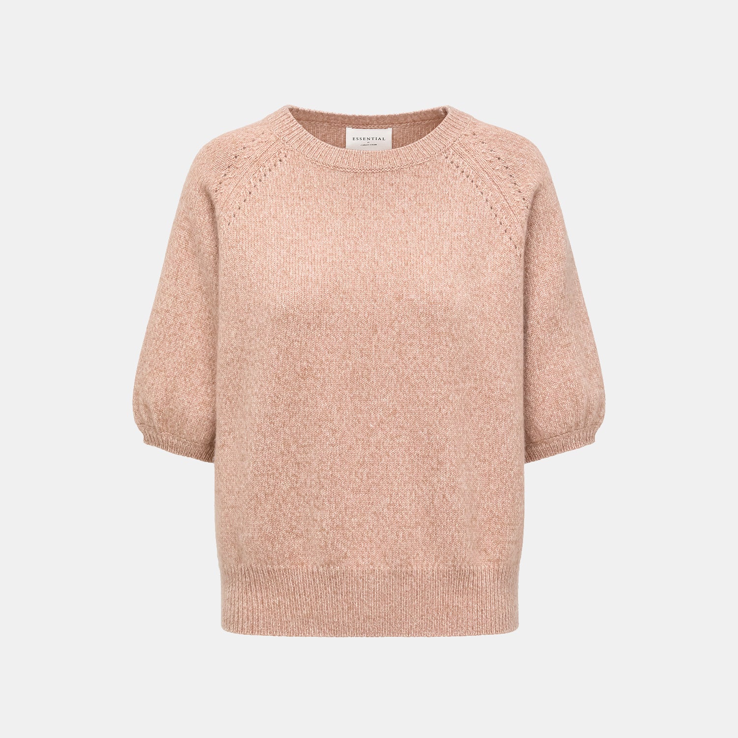 "Winter Diary" 100% Cashmere 粗針五分袖上衣—Toasted Pink