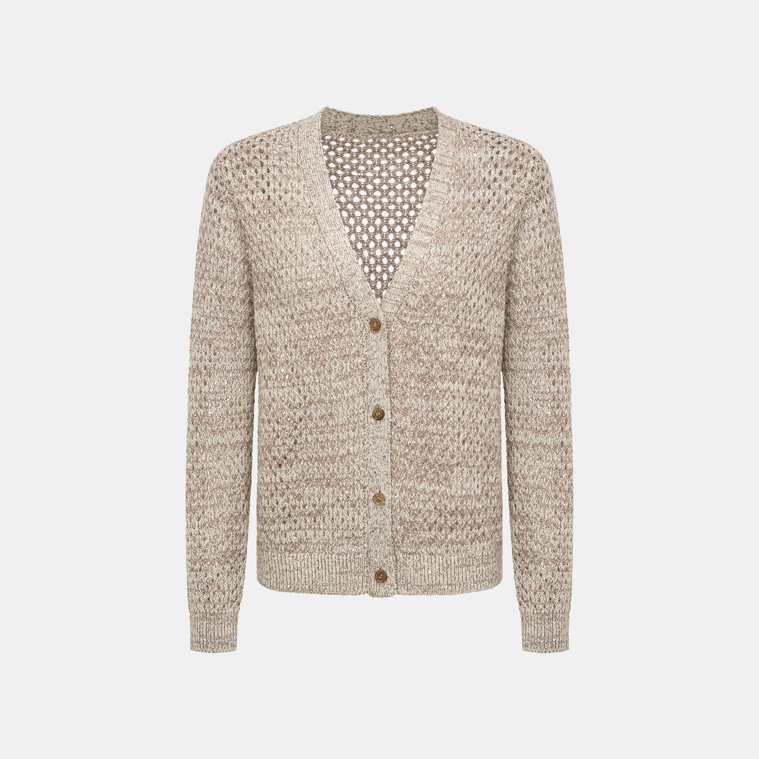 "Chelsea Citywalk." 100% Cashmere 亮片蕾絲編織工藝針織開衫—Almond Cappuccino