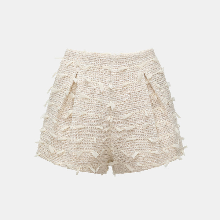 “春意” 輕薄花呢短褲—茶白聽風