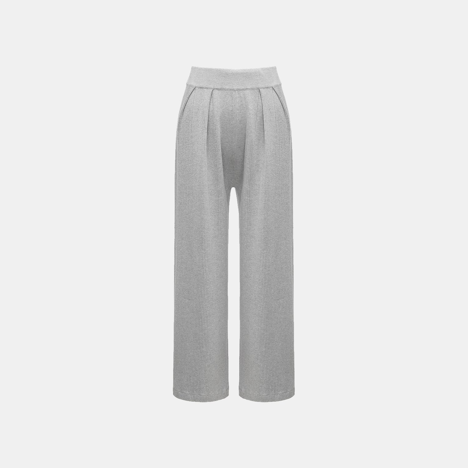 “Spring diary.” Silk Cashmere真絲喀什米爾針織立體打褶闊腿褲—Ash