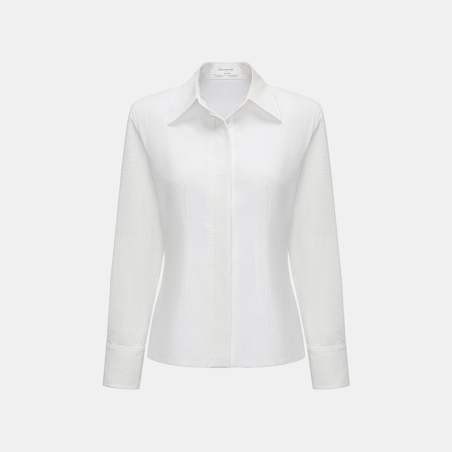 “Easy go Chic” 華夫格墊肩襯衫/短褲套裝—白