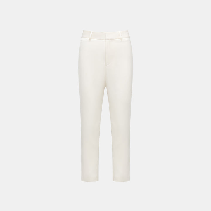 "Easy-go Chic" Heavy Acetate Cropped Pants - Simple White 