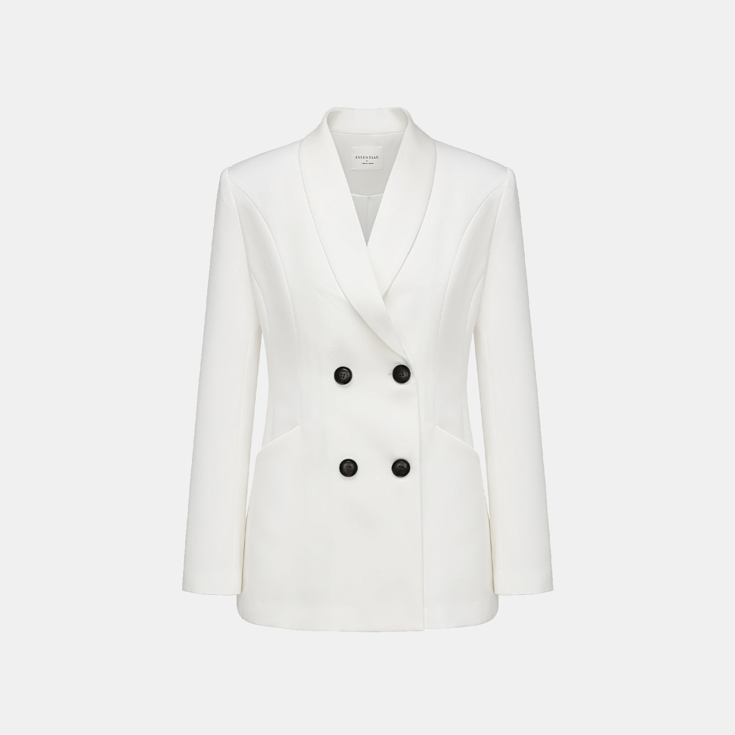 "Speak Sleek." 醋酸雙排扣西裝外套—White