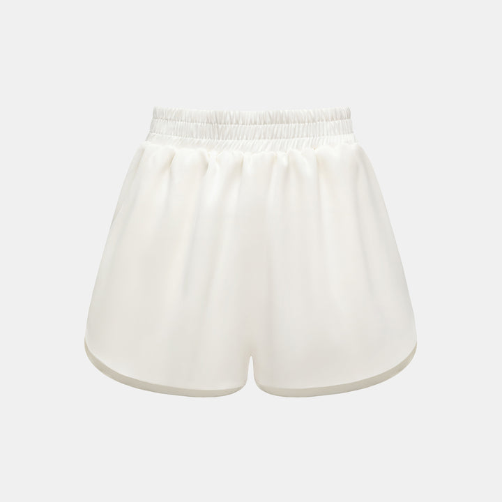 "Easy-go Chic" Heavy Acetate Casual Shorts - Simple White 