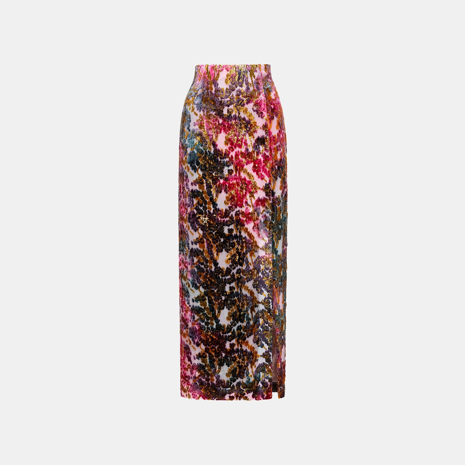 "Imperial Garden Teatime" Silk Velvet Chinese Style Pencil Skirt - Zui Rouge 