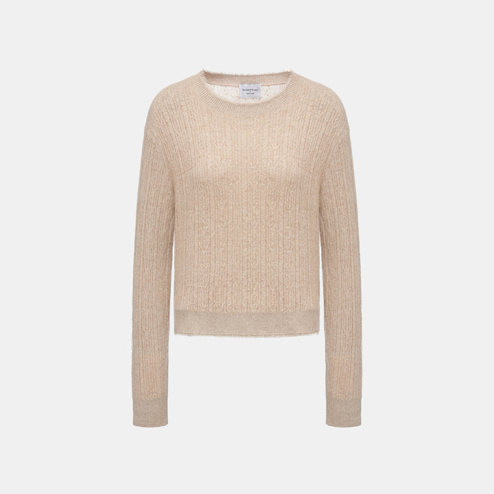 “Autumn Diary” 100% Cashmere羽絮葉脈紋銀織針織上衣—Pine Ridge松岫