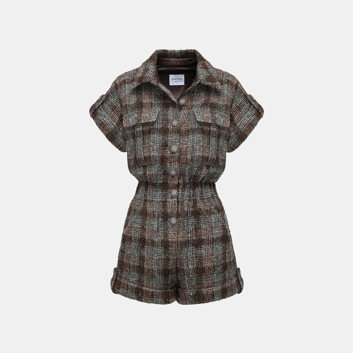 “Weekend At Monaco."絨織格紋細霜織點花呢連身褲—Midnight Montmartre午夜蒙馬特