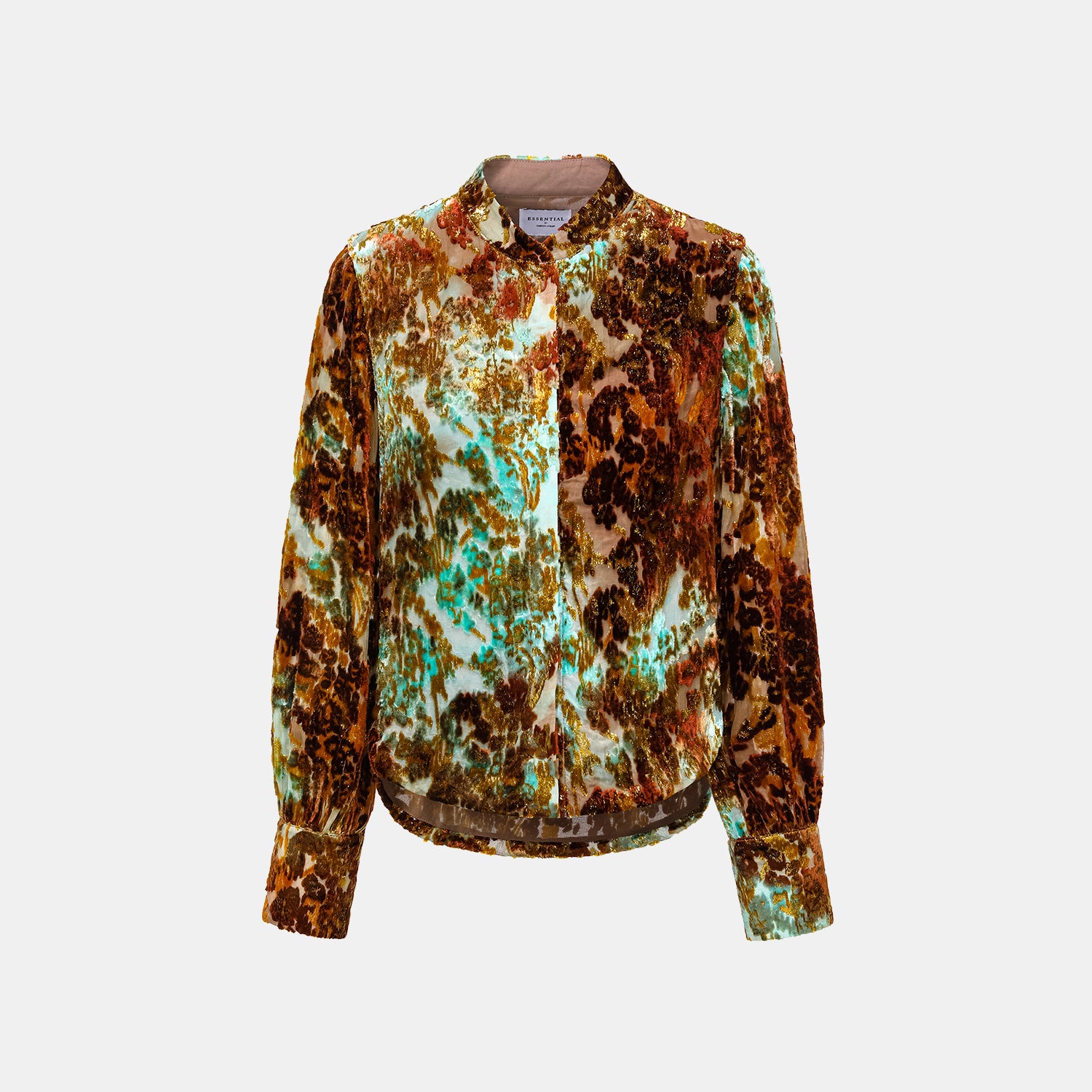 "Imperial Garden Teatime" Silk Velvet Chinese Style Shirt - Cuiyan 