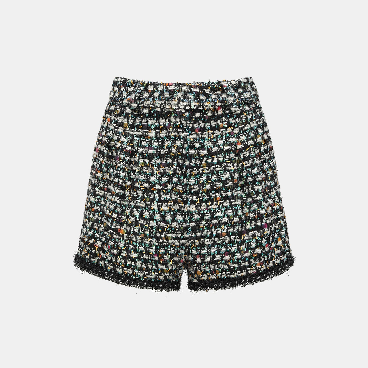 "Couture Impression."法國頂級羊毛棱光彩織花呢短褲—Galaxy Jardin銀光花境