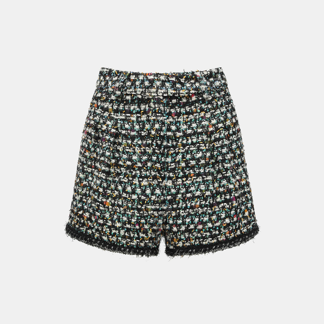 "Couture Impression."法國頂級羊毛棱光彩織花呢短褲—Galaxy Jardin銀光花境