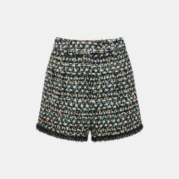 "Couture Impression."法國頂級羊毛棱光彩織花呢短褲—Galaxy Jardin銀光花境