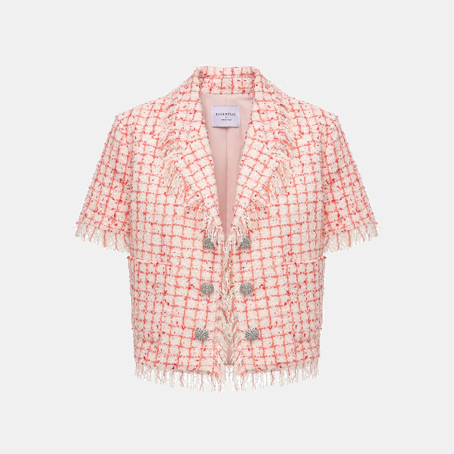 “Chelsea tea time." 花呢短袖外套—Peach Parfait