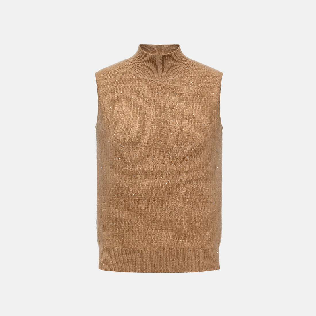 “Autumn Diary” 100% Cashmere極細絨柔星點高領針織背心—Golden Acorn橡果暖陽