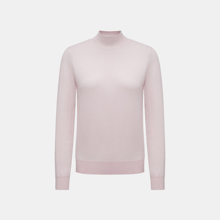 “Winter Diary"Cashmere極簡純色立領針織衫—Blush Breeze玫瑰胭粉