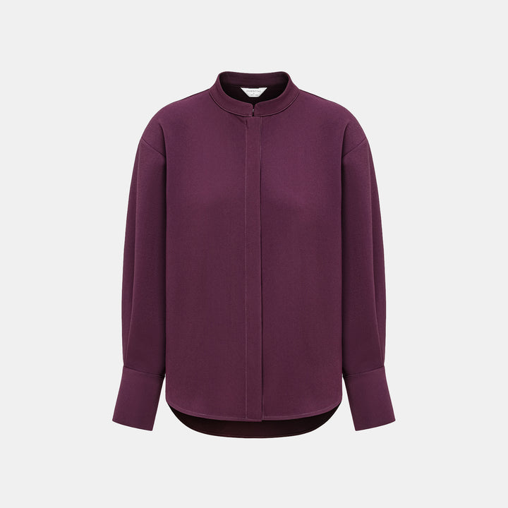 "Daytime Elegance" Textured Acetate Shirt - Grape Purple 