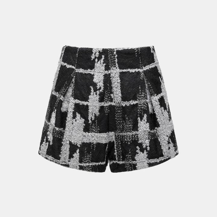 “Quiet Mastery.”義大利頂級細圈絨亮片織藝蕾絲短褲—Nightingale Rose夜鶯玫瑰